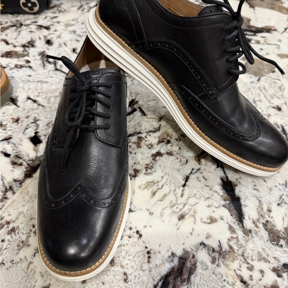 NEW! Cole Hasn Men Origins Grand  Classic Black Leather Oxfords - Picture 3 of 6